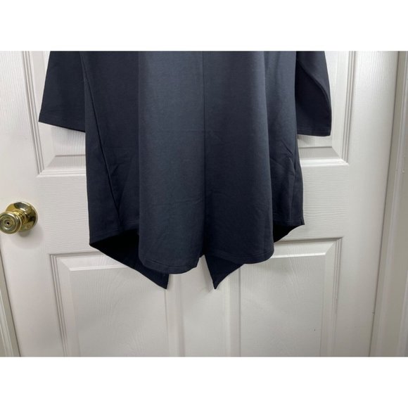 Avenue Shirt Womens Plus Size 14/16 Solid Black 3/4 Sleeves Back Slit NWT Top - Picture 4 of 9